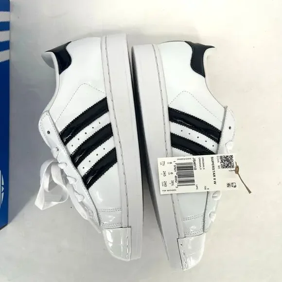 Adidas Originals Superstar II Shell Toe Womens 7.5 White Black Patent NIB - Picture 3 of 8